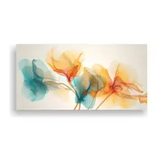 GENERICO - Cuadro Decoración Comedor Coral Turquesa Amarillo Floral 60