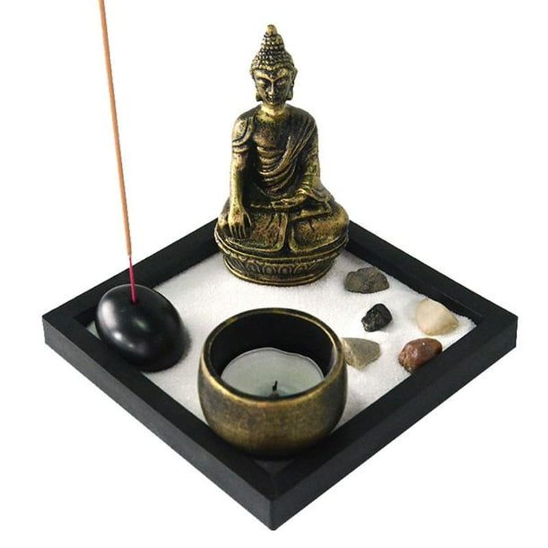 GENERICO - Buda Con Porta Incienso Decorativo Con Porta Vela