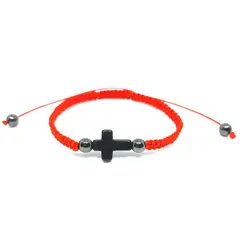 GENERICO - Pulsera Artesanal Hilo Rojo con Dije Cruz de Howlita