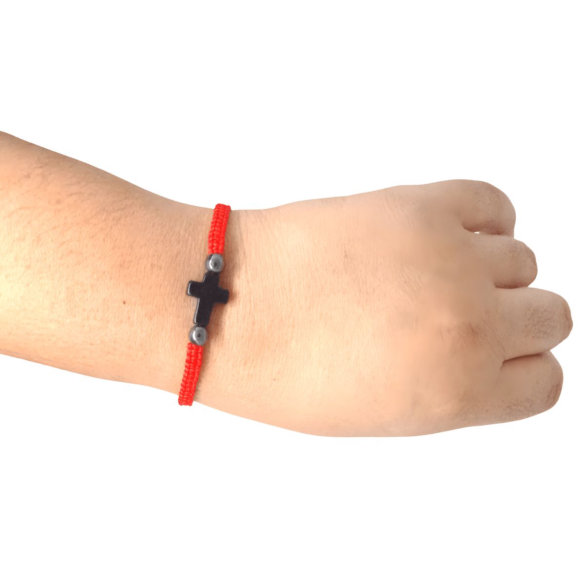 GENERICO - Pulsera Artesanal Hilo Rojo con Dije Cruz de Howlita