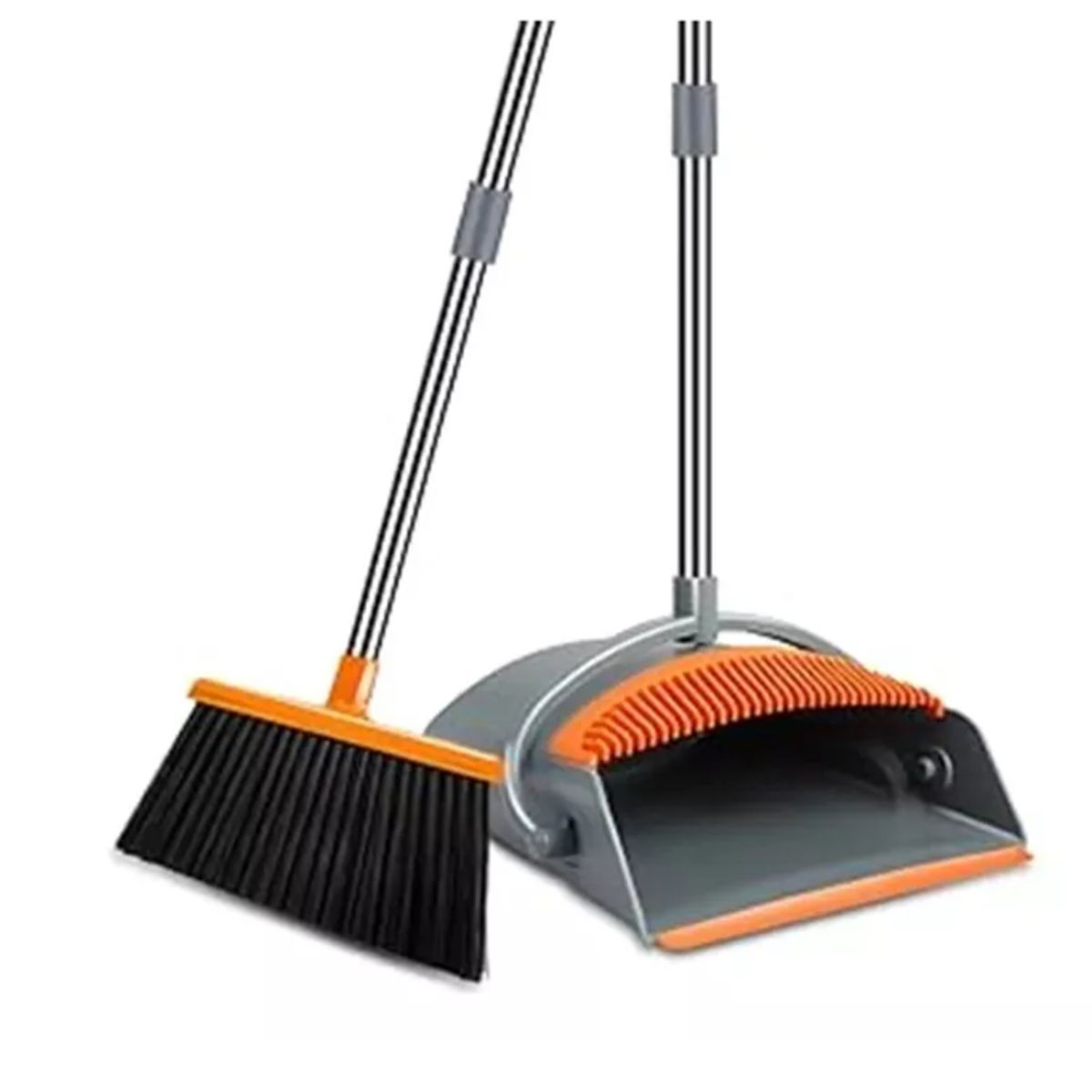 GENERICO - Set Escoba Y Recogedor Altura Ajustable Mango De Acero Inox