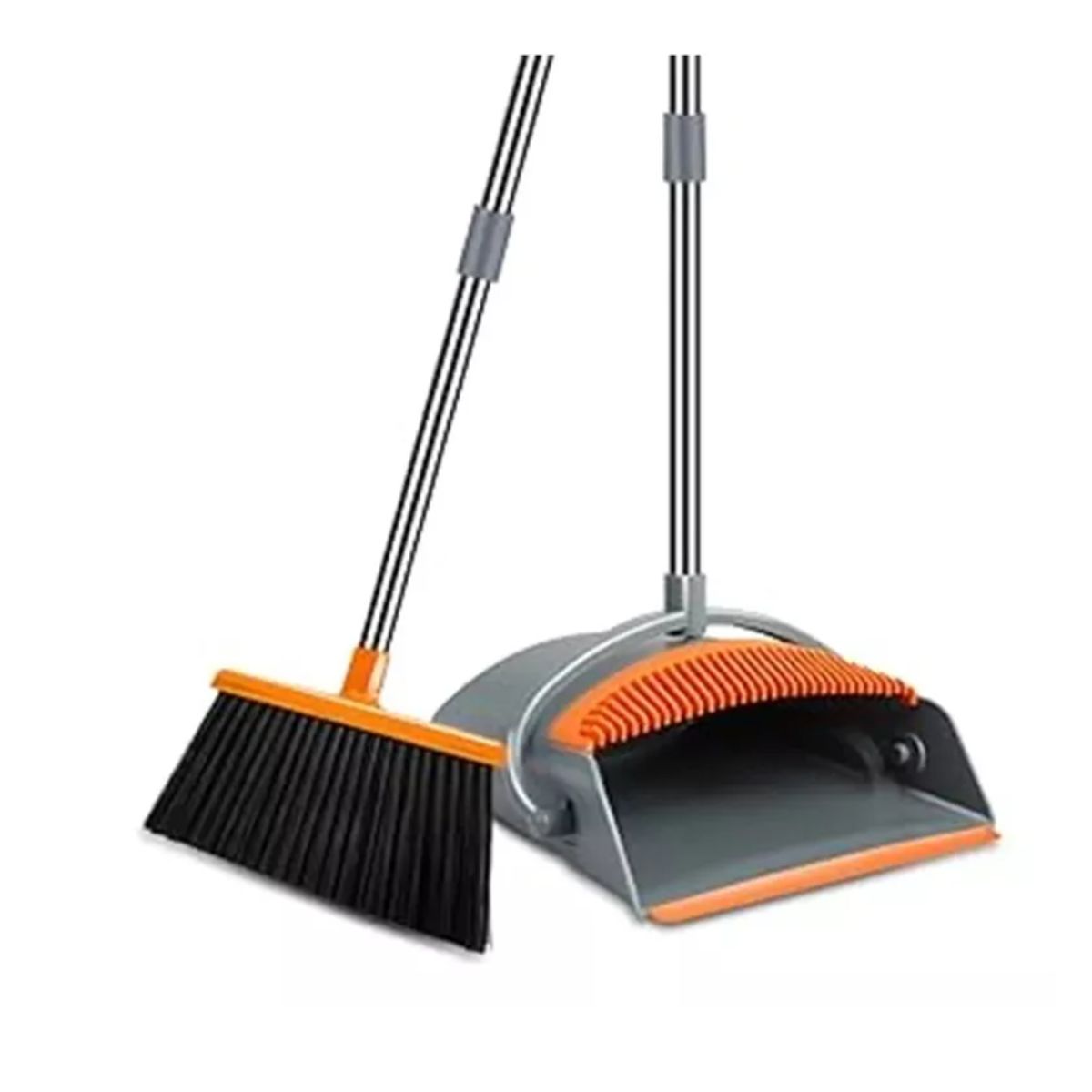 GENERICO - Set Escoba Y Recogedor Altura Ajustable Mango De Acero Inox