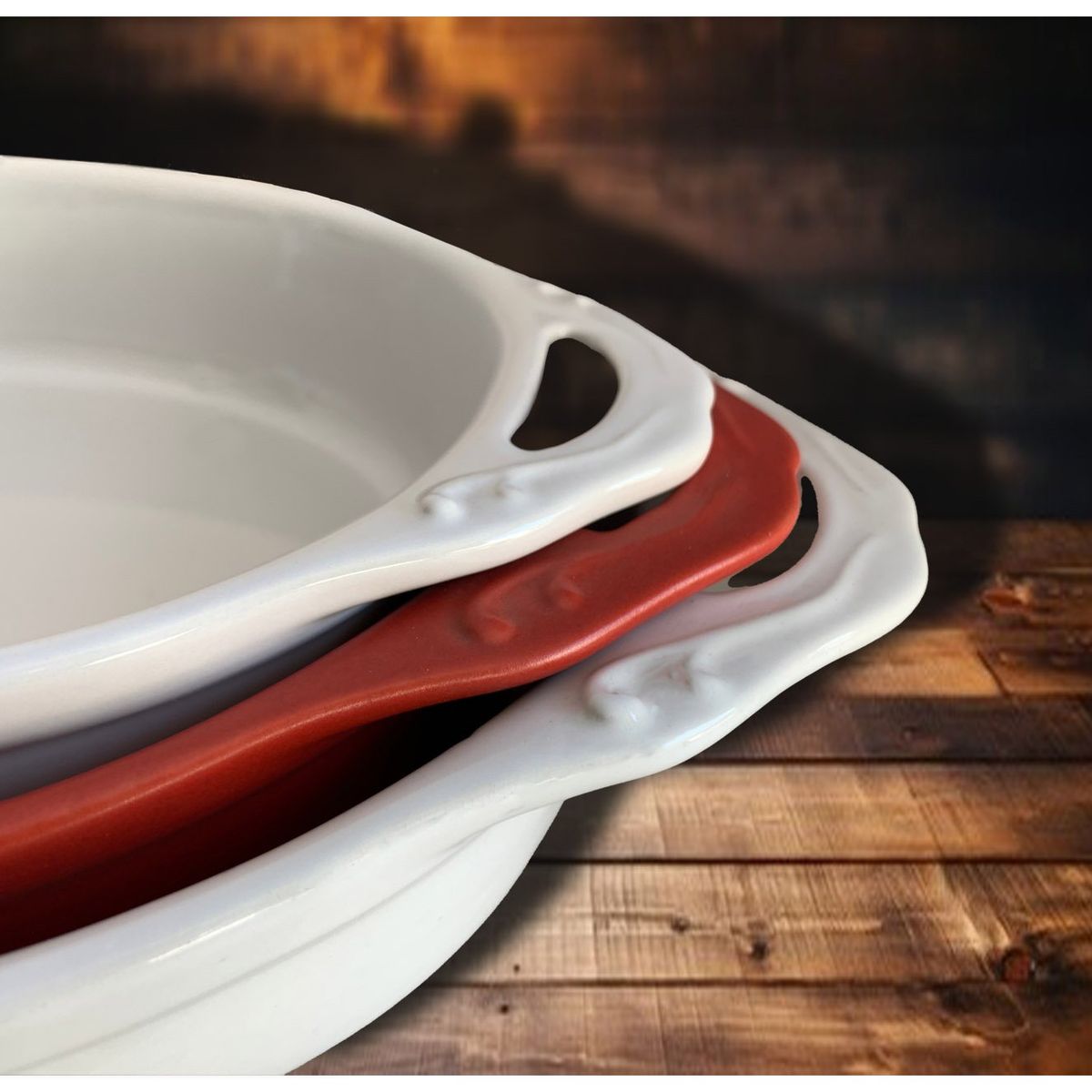 GENERICO - Set 3 fuentes de cerámica tipo GRES ATK-028