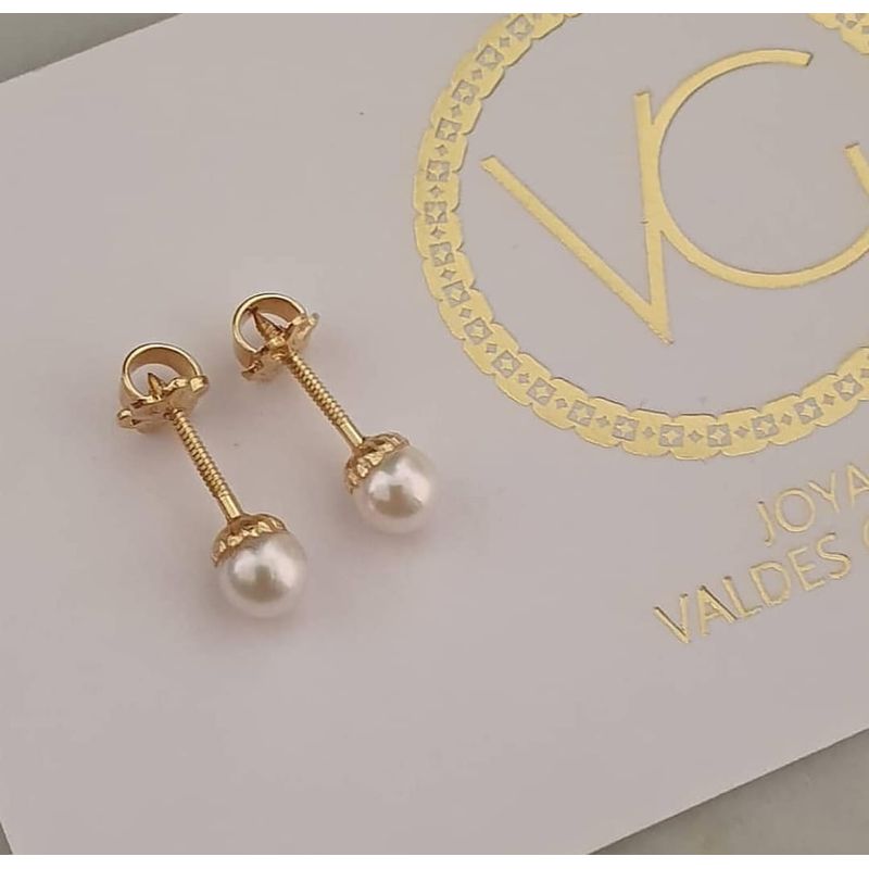 JOYAS VALDES GARCIA - Aros abridores bebe perlas cultivadas 5mm Oro 18K Tornillo seguro