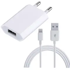 APPLE - Cargador Adaptador Original 5w iPhone + Cable USB Lightning 2mt