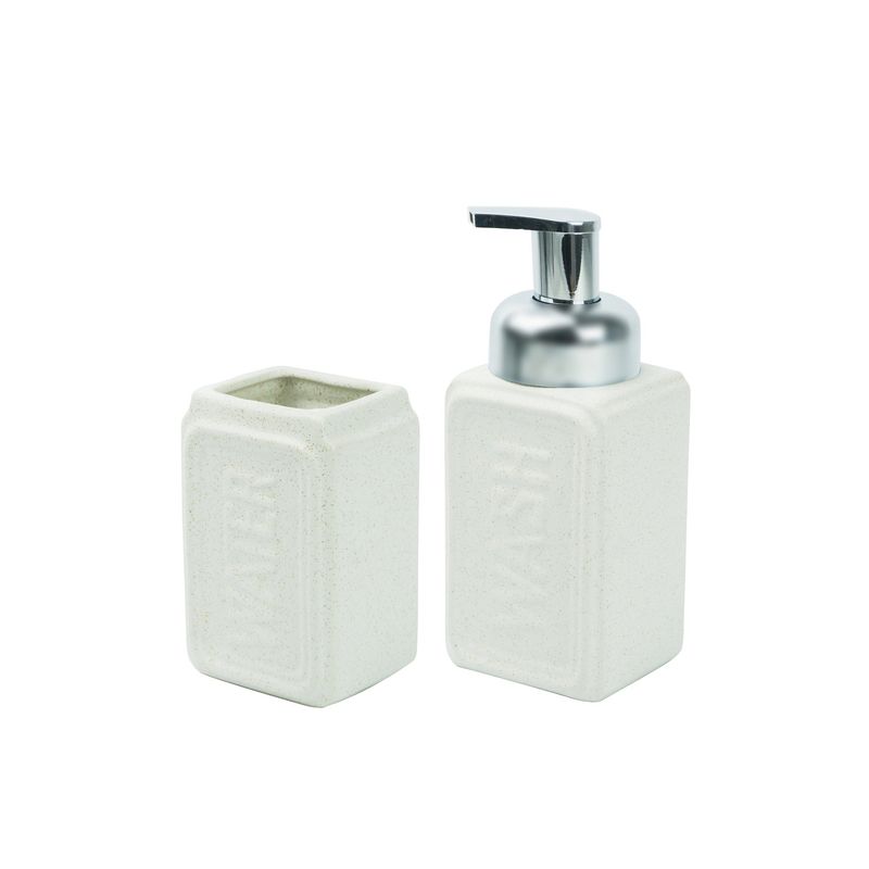 DECO EXPRESS - Set Dispensador y Vaso Cerámica Minimal