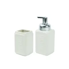 DECO EXPRESS - Set Dispensador y Vaso Cerámica Minimal