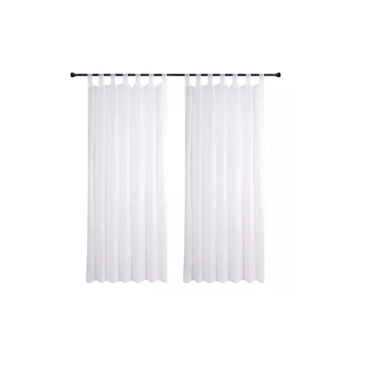 GENERICO - Cortina Velo Liso Con Presilla 140x220 Cm 2 Paño - Blanco