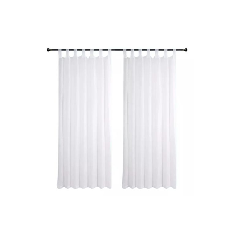 GENERICO - Cortina Velo Liso Con Presilla 140x220 Cm 2 Paño - Blanco