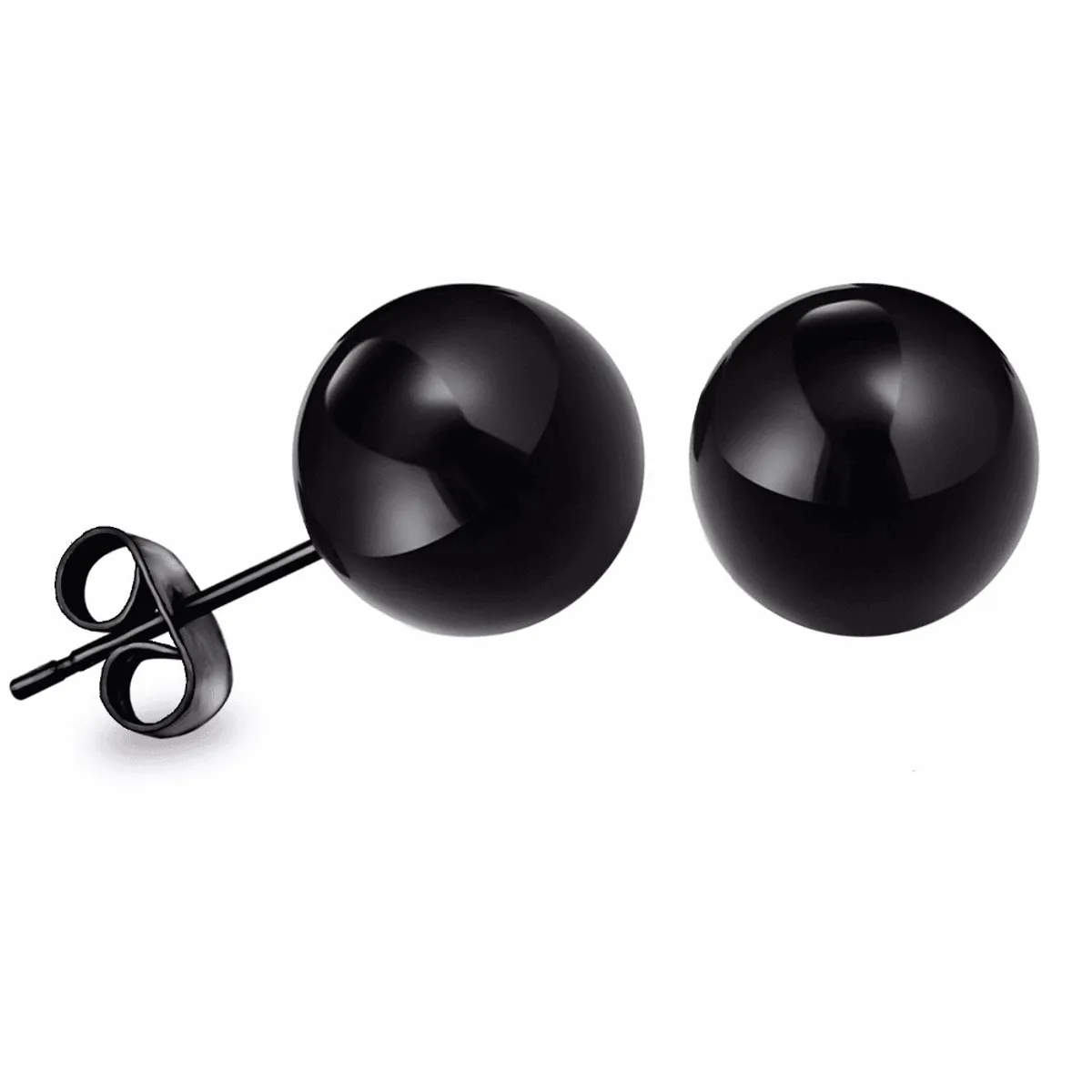 ELBAULDEJUMA - Aretes de bola quirúrgico hipoalergénico negras chicas pelota