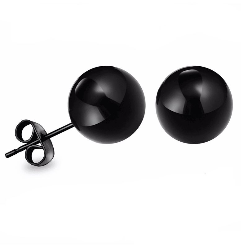 ELBAULDEJUMA - Aretes de bola quirúrgico hipoalergénico negras chicas pelota