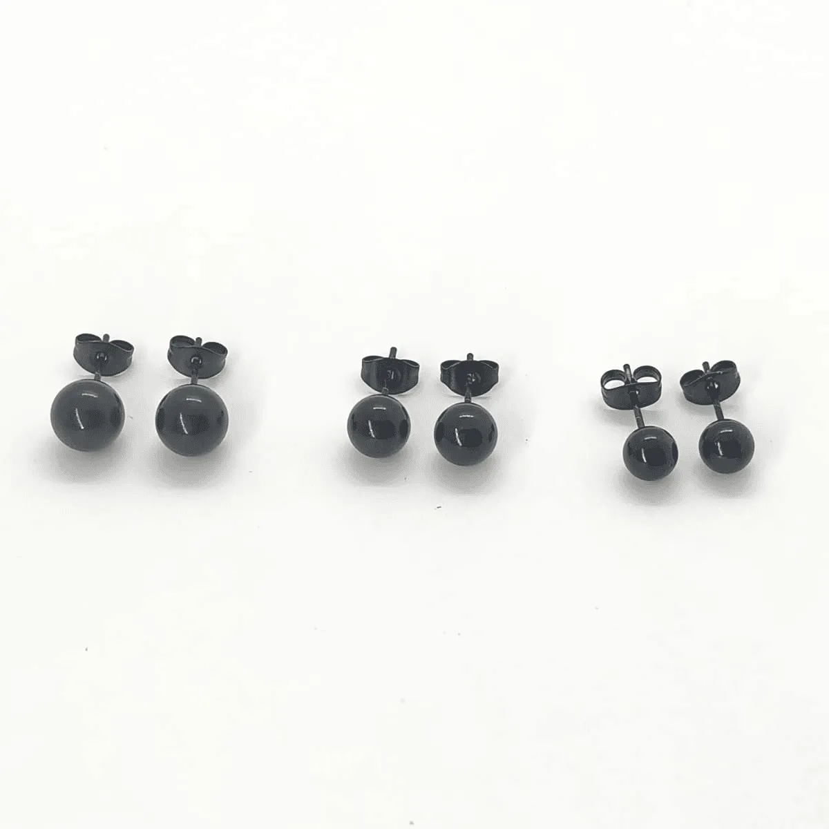 ELBAULDEJUMA - Aretes de bola quirúrgico hipoalergénico negras chicas pelota