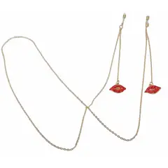 ELBAULDEJUMA - Sujeta lentes dorados mascarilla labios rojos straps cordon sujetador