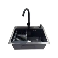 GENERICO - Promoción Lavaplatos 55x43 Black +llave+rejilla+dispensador