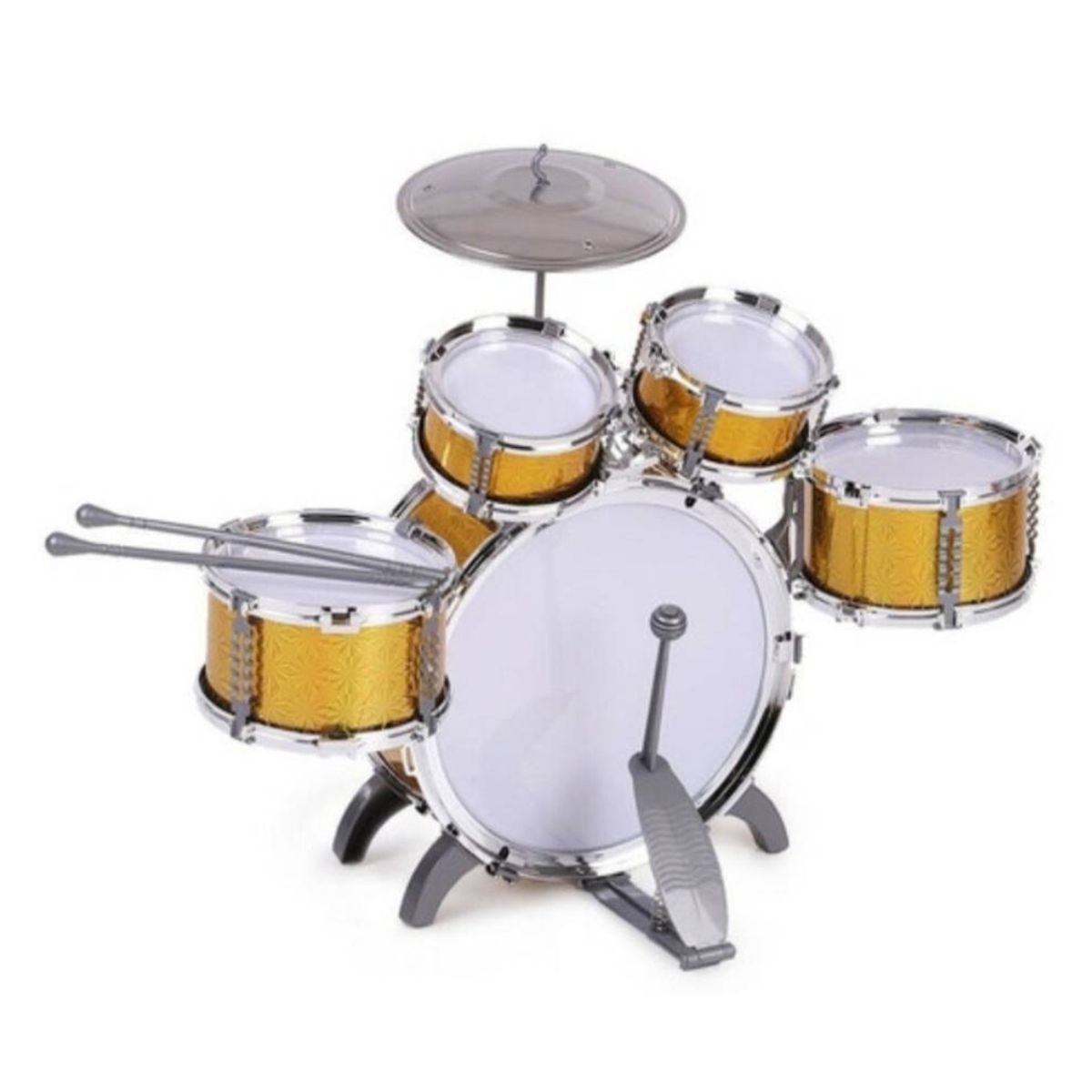 GENERICO - Bateria Musical De 5 Tambores  Para Niños Jazz Drum Amarilla