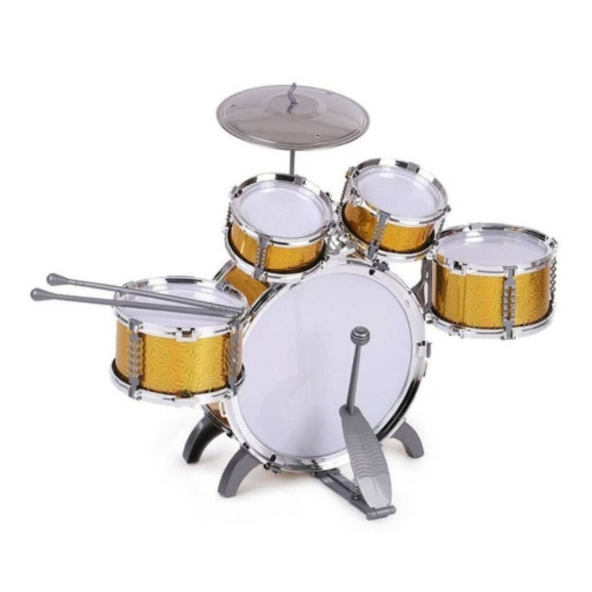 GENERICO - Bateria Musical De 5 Tambores  Para Niños Jazz Drum Amarilla
