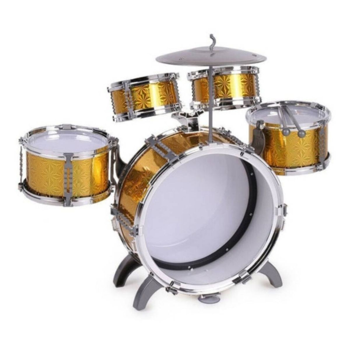 GENERICO - Bateria Musical De 5 Tambores  Para Niños Jazz Drum Amarilla