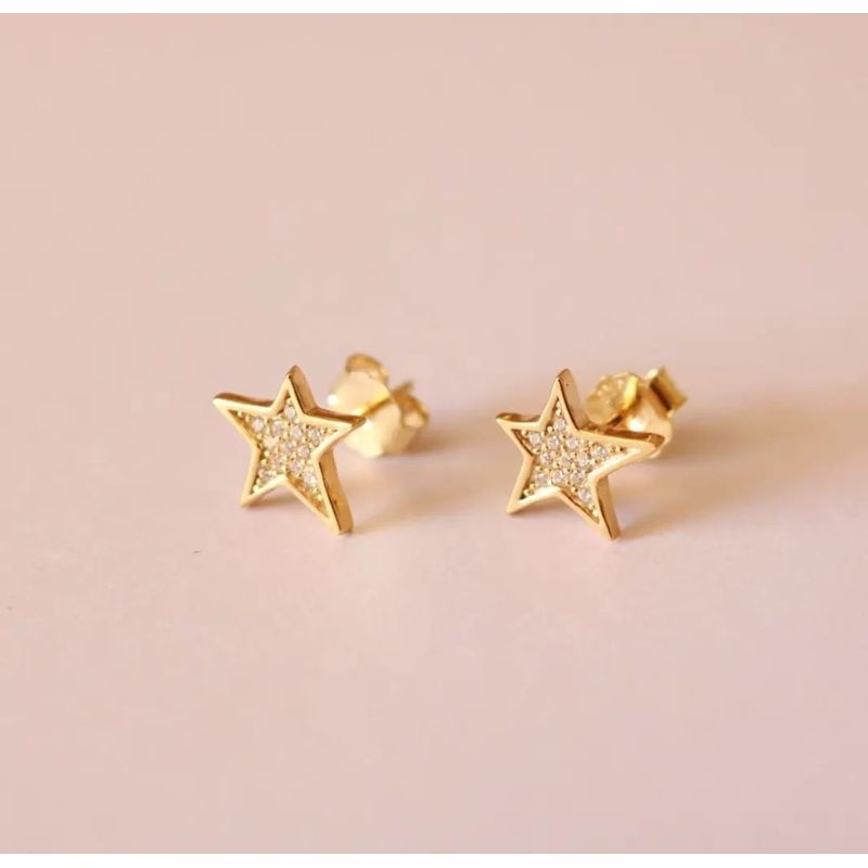 JOYAS VALDES GARCIA - Aros estrellas irregulares con circones