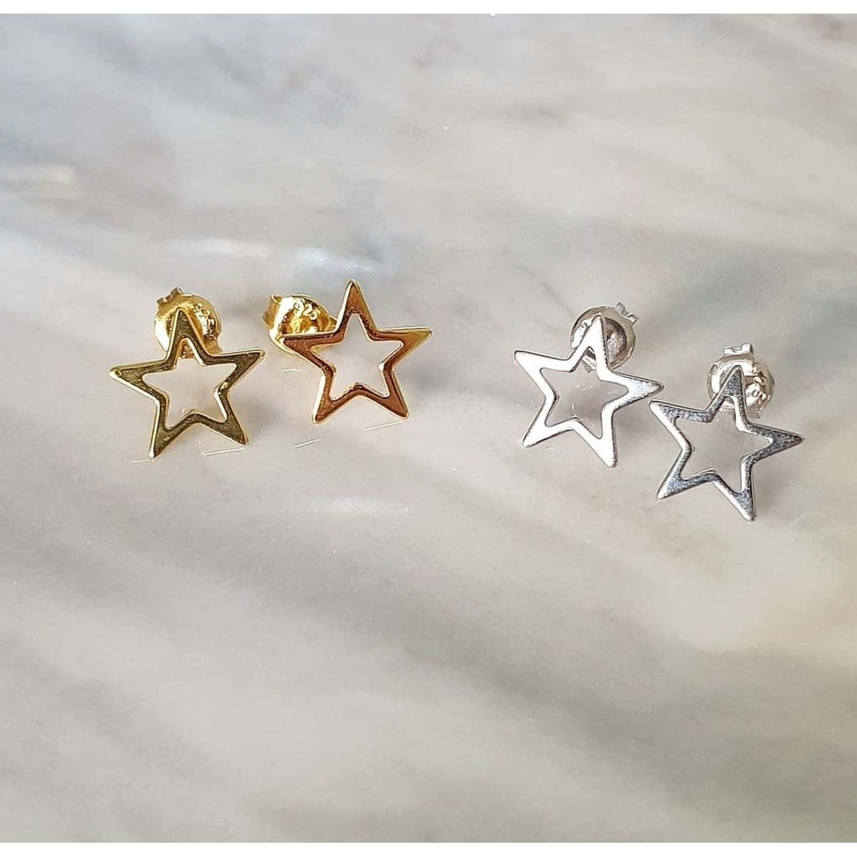 JOYAS VALDES GARCIA - Aros estrella solo contorno