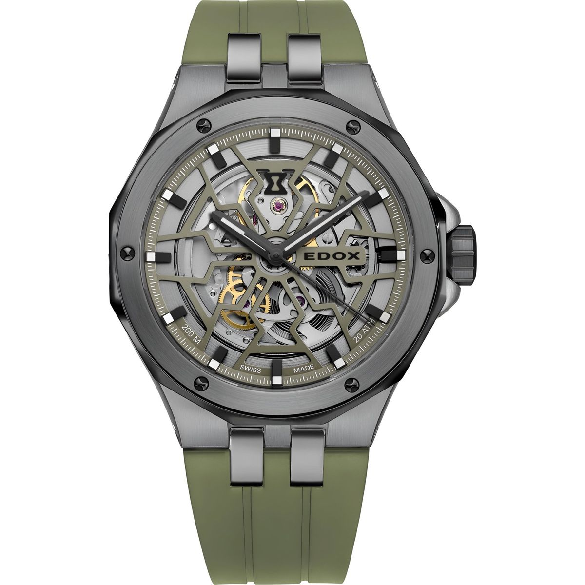 EDOX - Reloj Edox Green Skeleton Dial Automatic Hombre