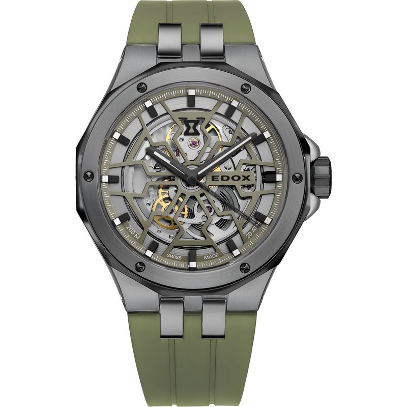 EDOX - Reloj Edox Green Skeleton Dial Automatic Hombre