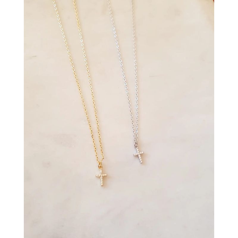 JOYAS VALDES GARCIA - Collar cruz mini con circones