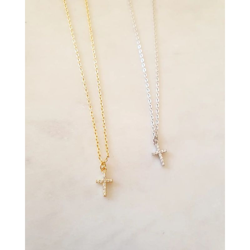 JOYAS VALDES GARCIA - Collar cruz mini con circones
