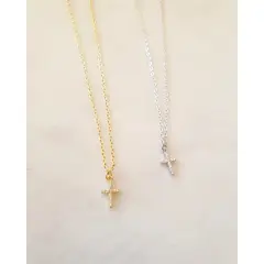 JOYAS VALDES GARCIA - Collar cruz mini con circones