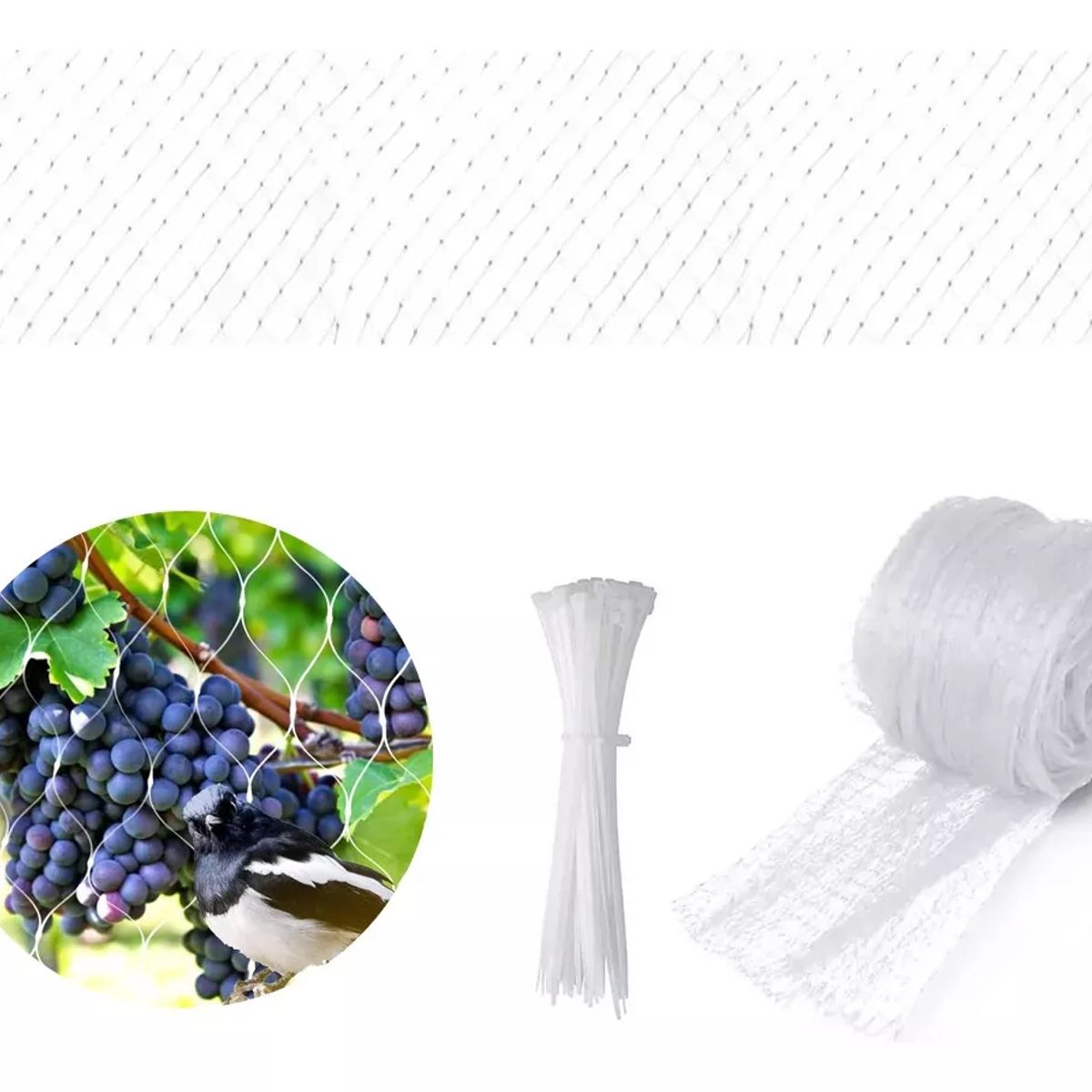 DEKANO - 4 X 10 Mts Red Anti Pájaros con 100 Bridas Para Cables