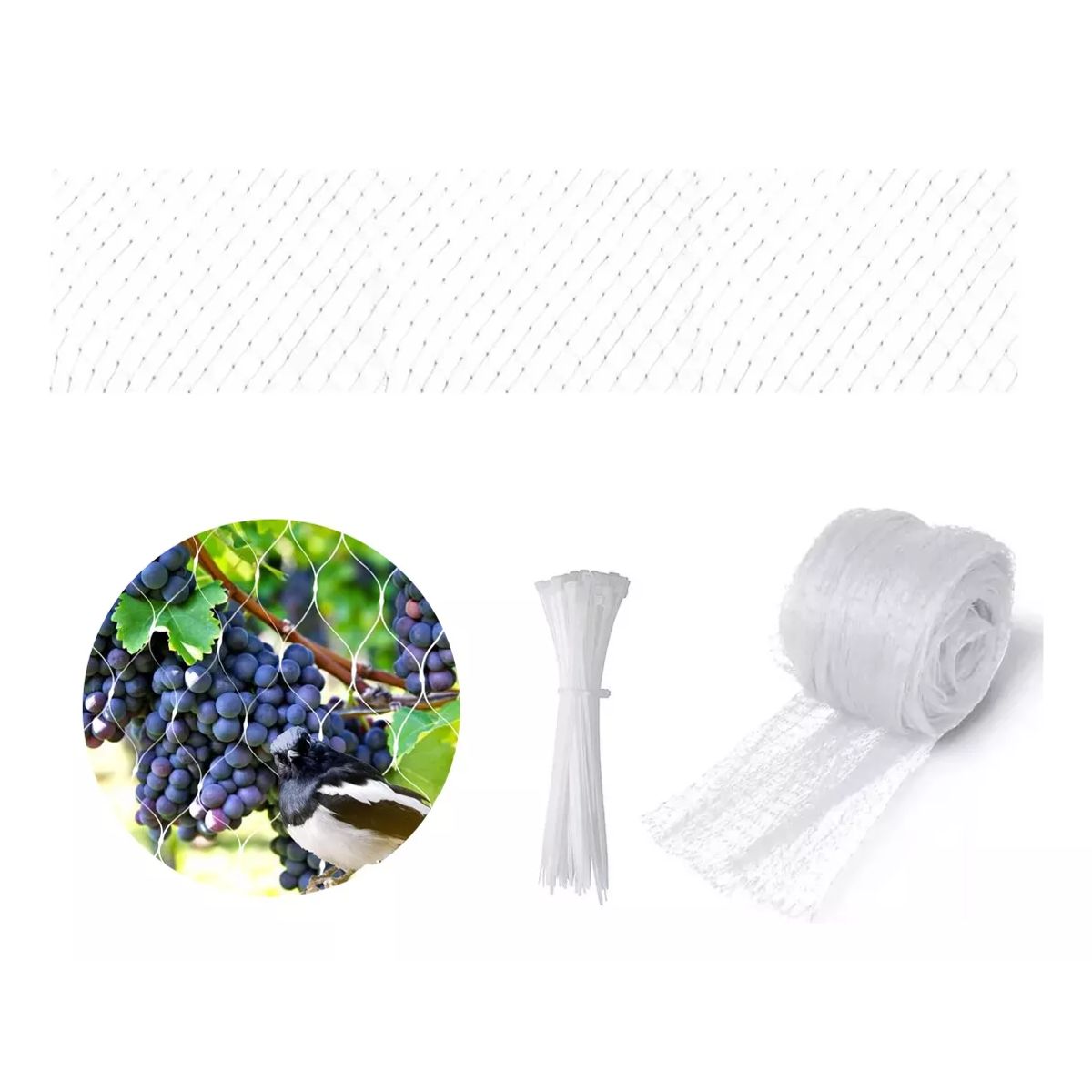 DEKANO - 4 X 10 Mts Red Anti Pájaros con 100 Bridas Para Cables