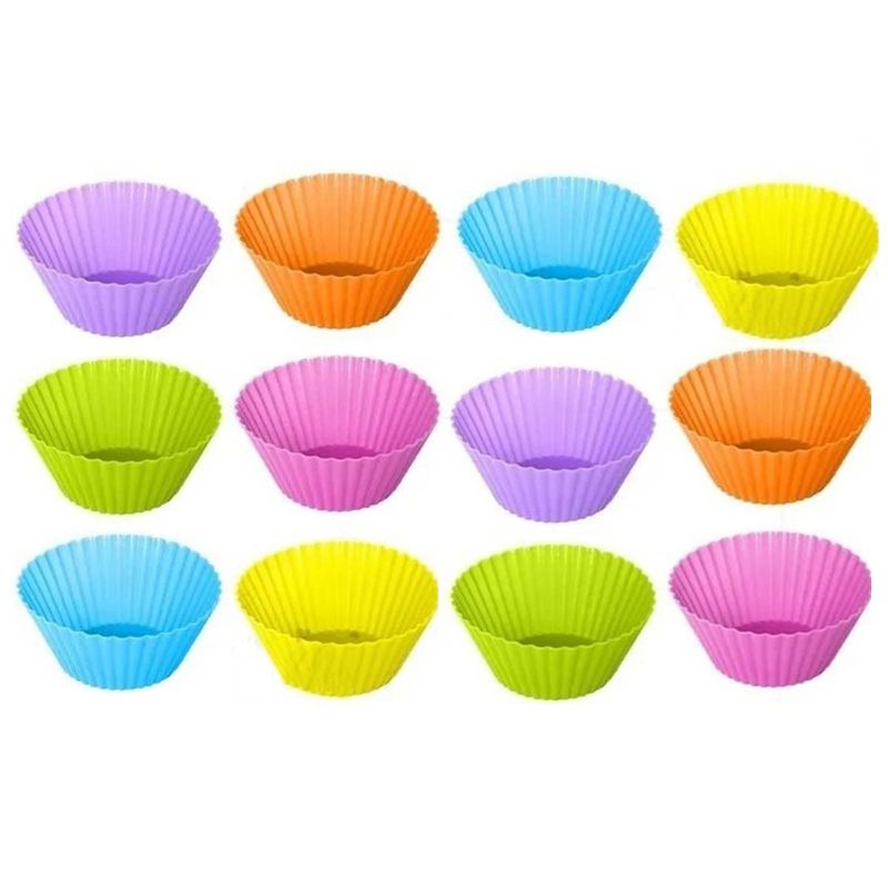 GENERICO - Set 12 Moldes Silicona Para Cupcakes Muffins 7cm Reposteria