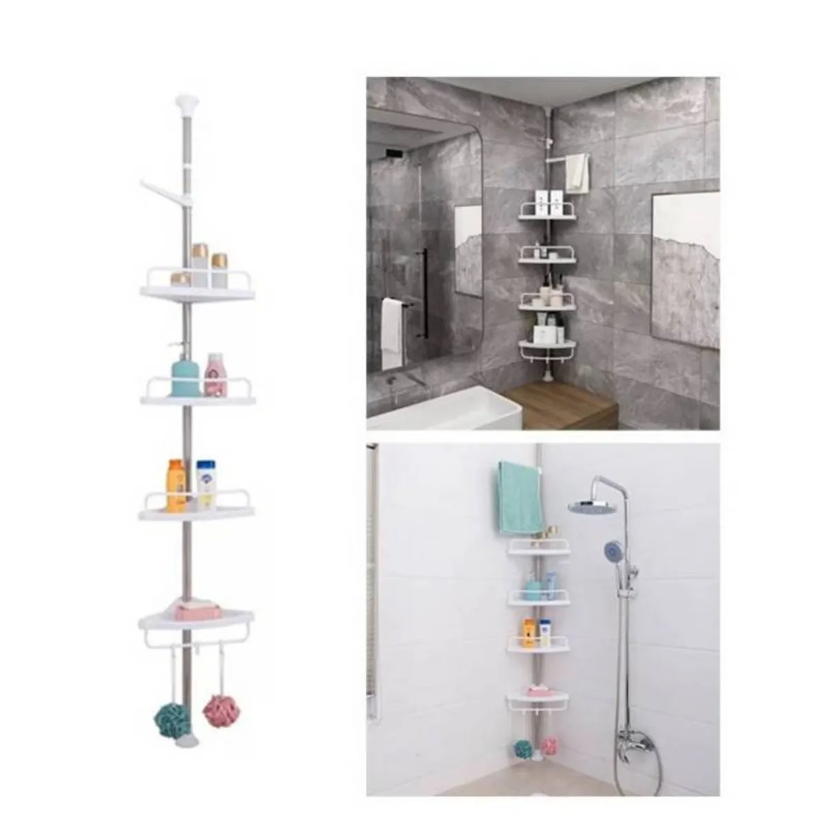 ACTUAL - Esquinero Organizador Para Baño Ducha Plegable Altura Ajustable