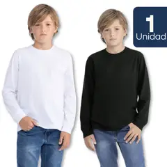 UTILISIMO - Camiseta Algodón Primera Capa Polera Invierno Niño Blanco Y Negro