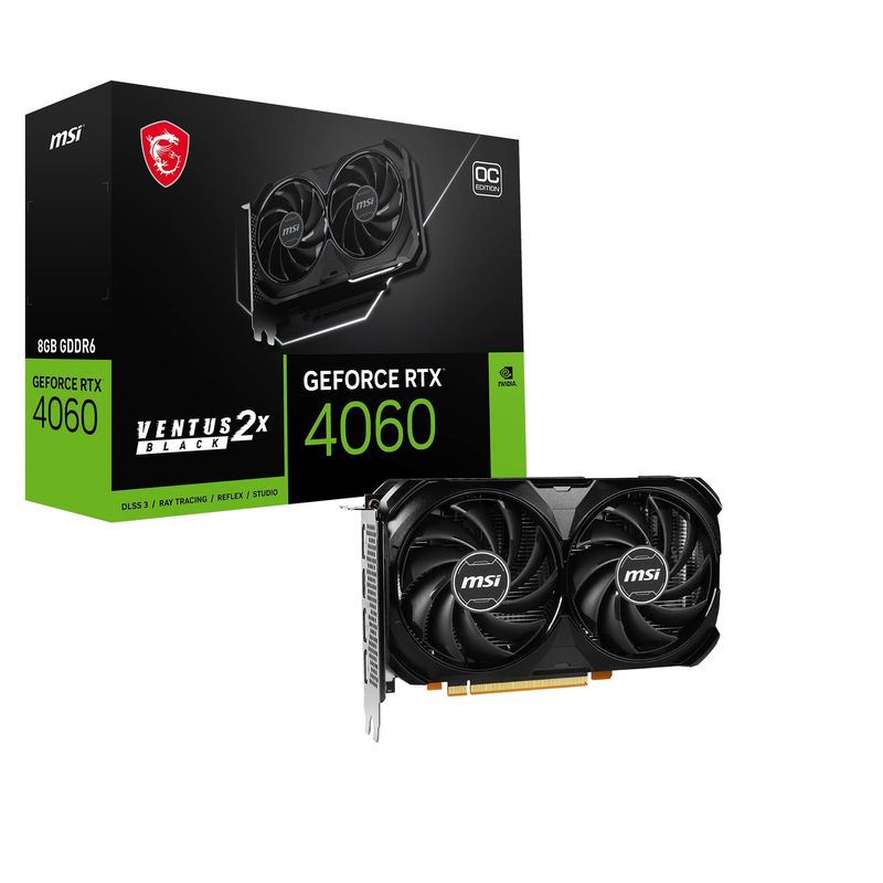 MSI - Tarjeta de Video MSI GeForce RTX 4060 VENTUS 2X Black OC, 8GB GDDR6