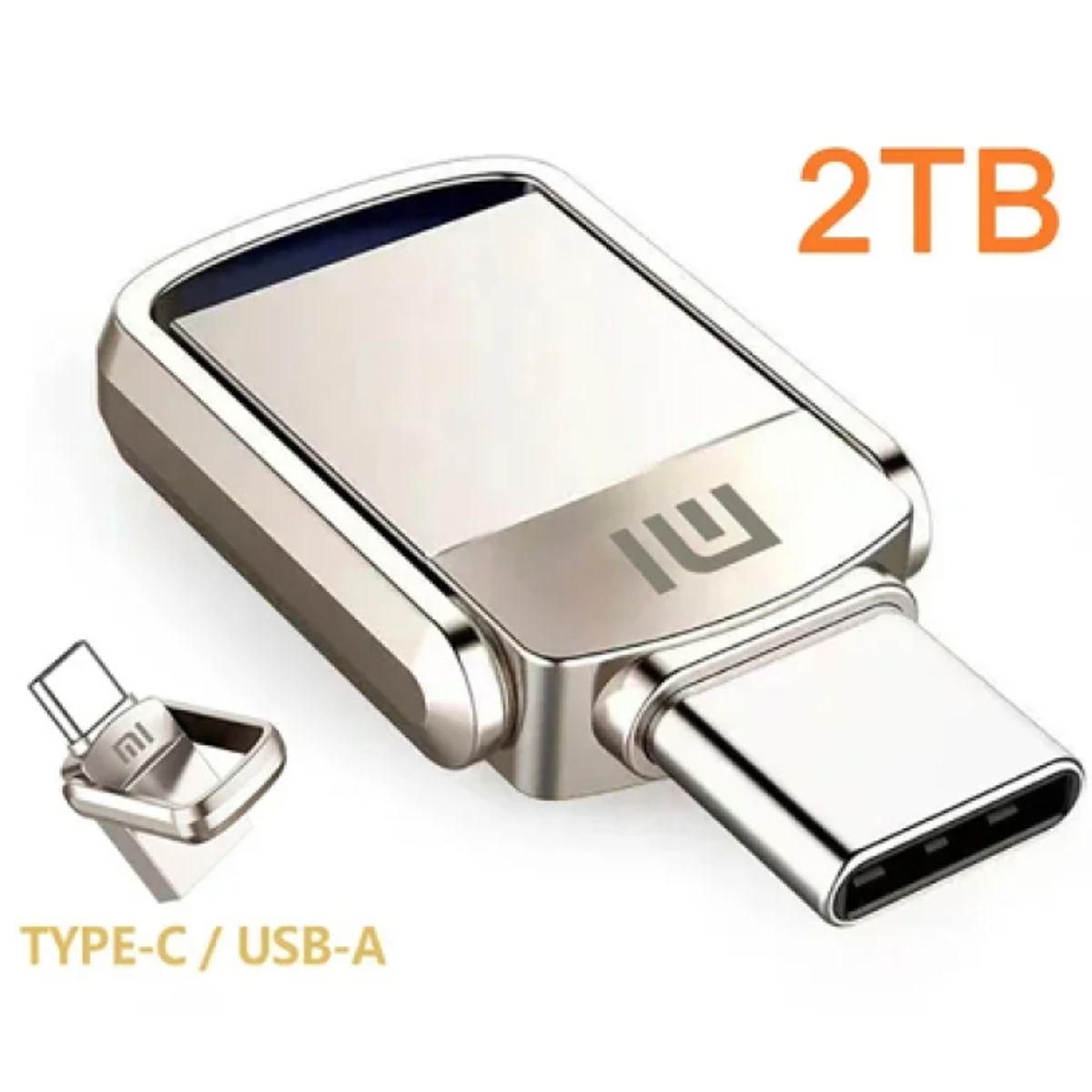 GENERICO - Memoria USB de Metal 2 en 1, 2 TB