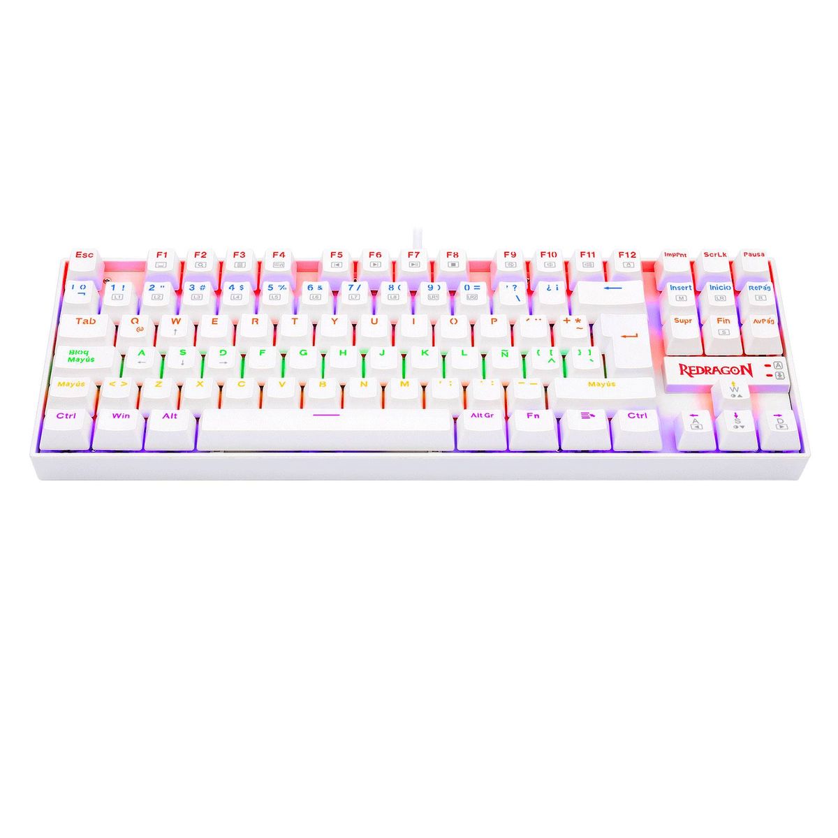 REDRAGON - Teclado Gamer Redragon Kumara K552 Rainbow White Switch Red Español