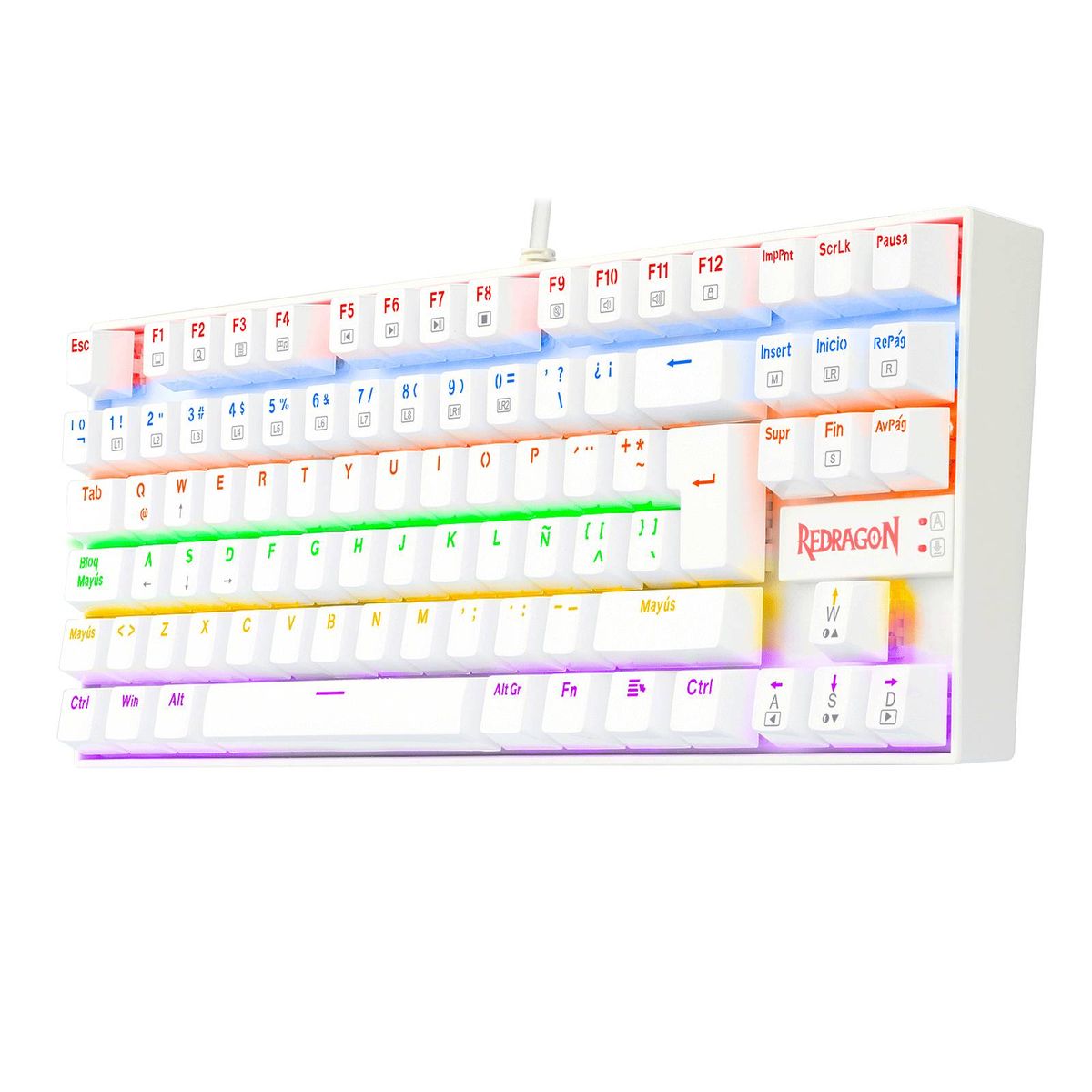 REDRAGON - Teclado Gamer Redragon Kumara K552 Rainbow White Switch Red Español