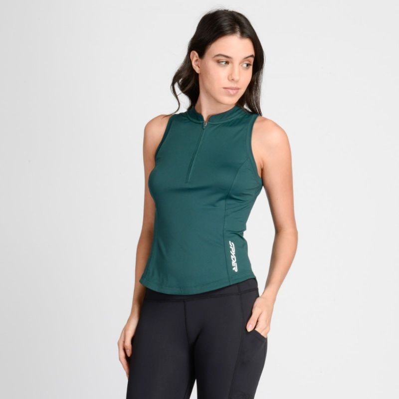 SPYDER - Polera Sin Mangas Entrenamiento Mujer Spyder Trail Verde