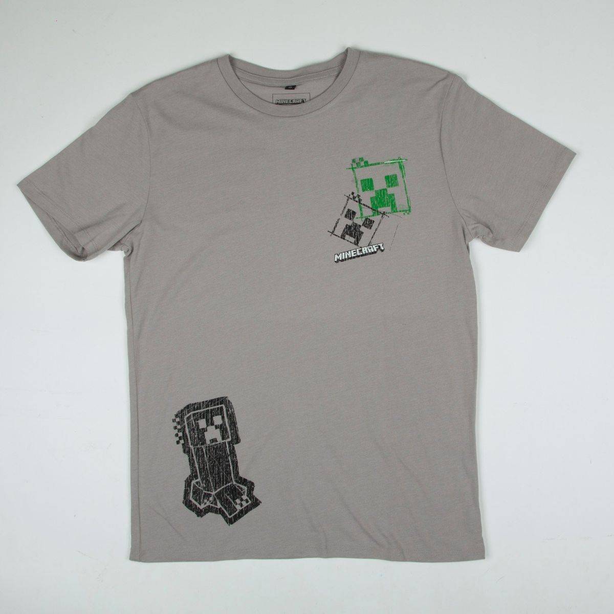 MINECRAFT - Polera Manga Corta Hombre Personajes Gris Minecraft