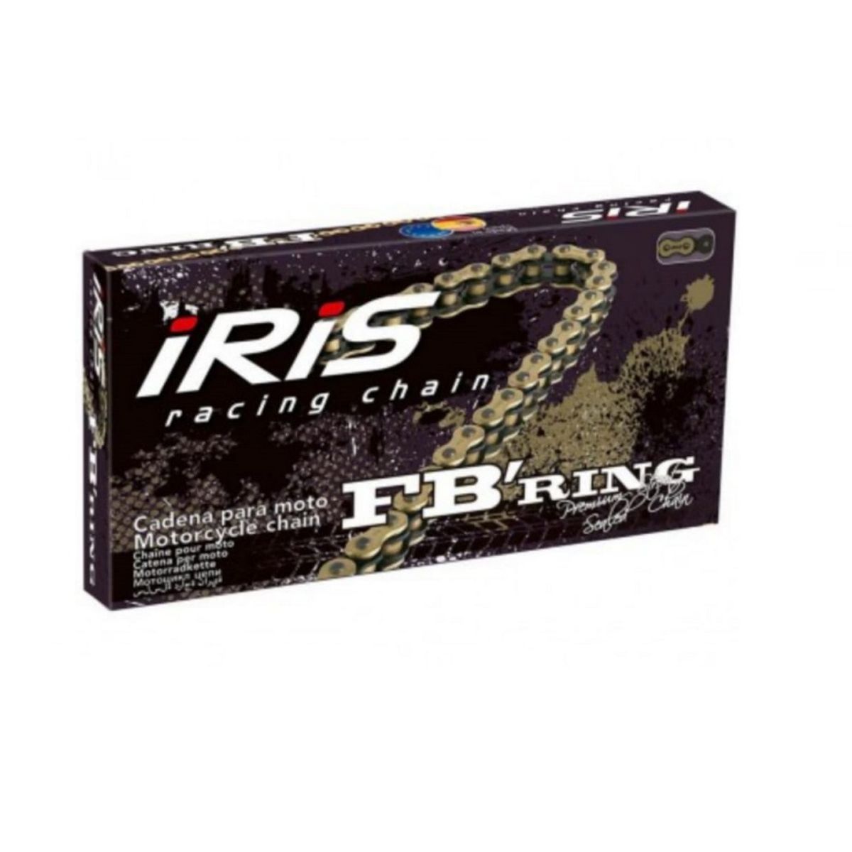 IRIS - Cadena reforzada Moto 525 X 120 con X-ring Dorada Iris