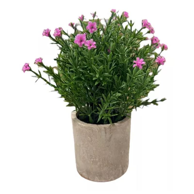 GENERICO - Planta Artificial Flores Maceta Decorativa Base Piedra
