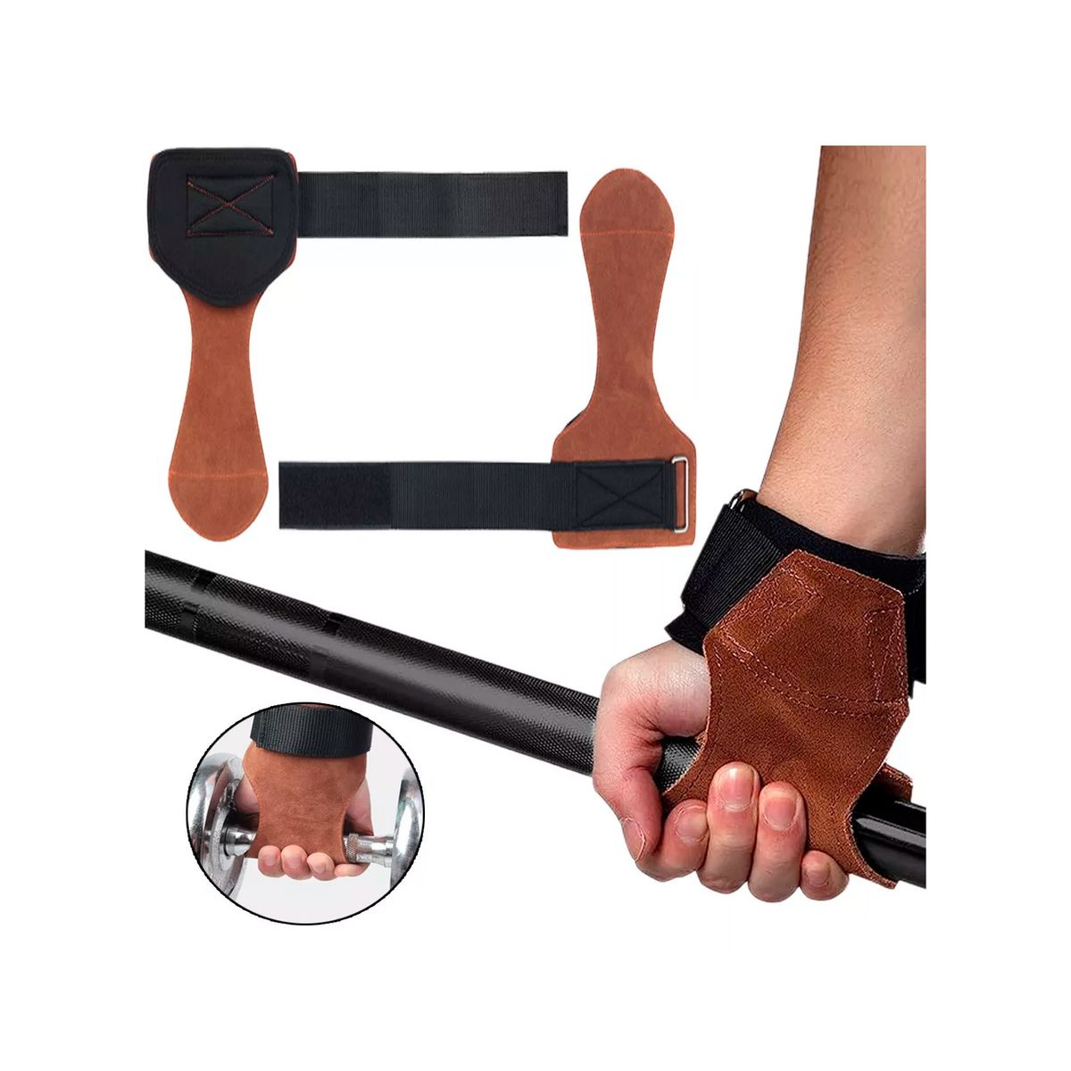 GENERICO - 2 Callera Crossfit Piel Pesas Pesista Muñequera Gym Gimnasia