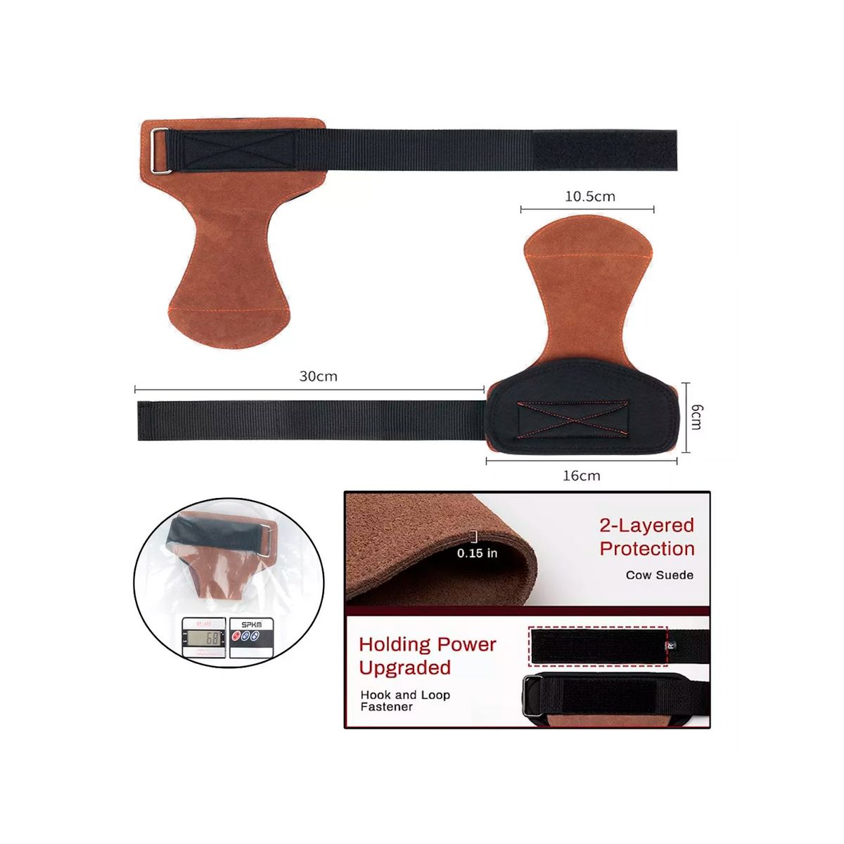 GENERICO - 2 Callera Crossfit Piel Pesas Pesista Muñequera Gym Gimnasia