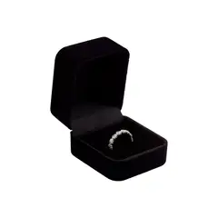 GENERICO - Set 6 Cajas Anillo Terciopelo Negro Diseño Liso Fondo Negro