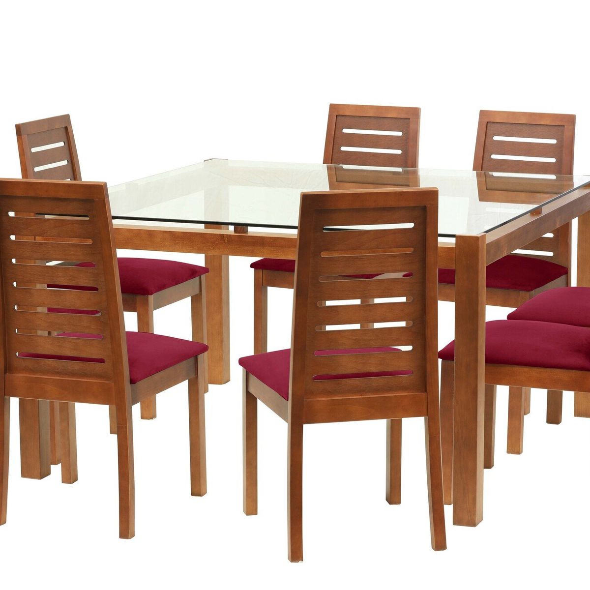 LATAM HOME - Juego De Comedor Barcelona 1400X1400 Silla Tenerife Tela Burdeo