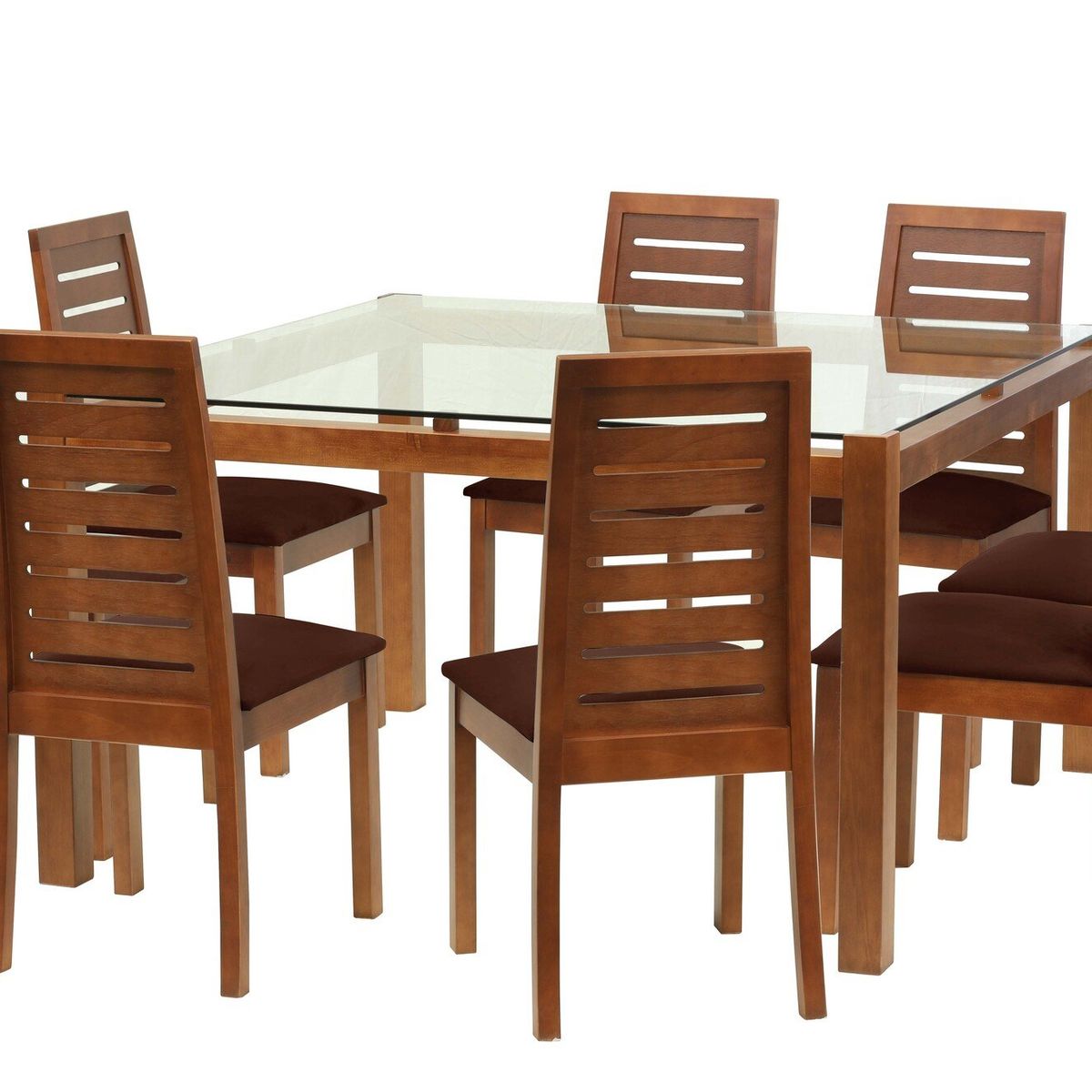 LATAM HOME - Juego De Comedor Barcelona 1400X1400 Silla Tenerife Tela Chocolate