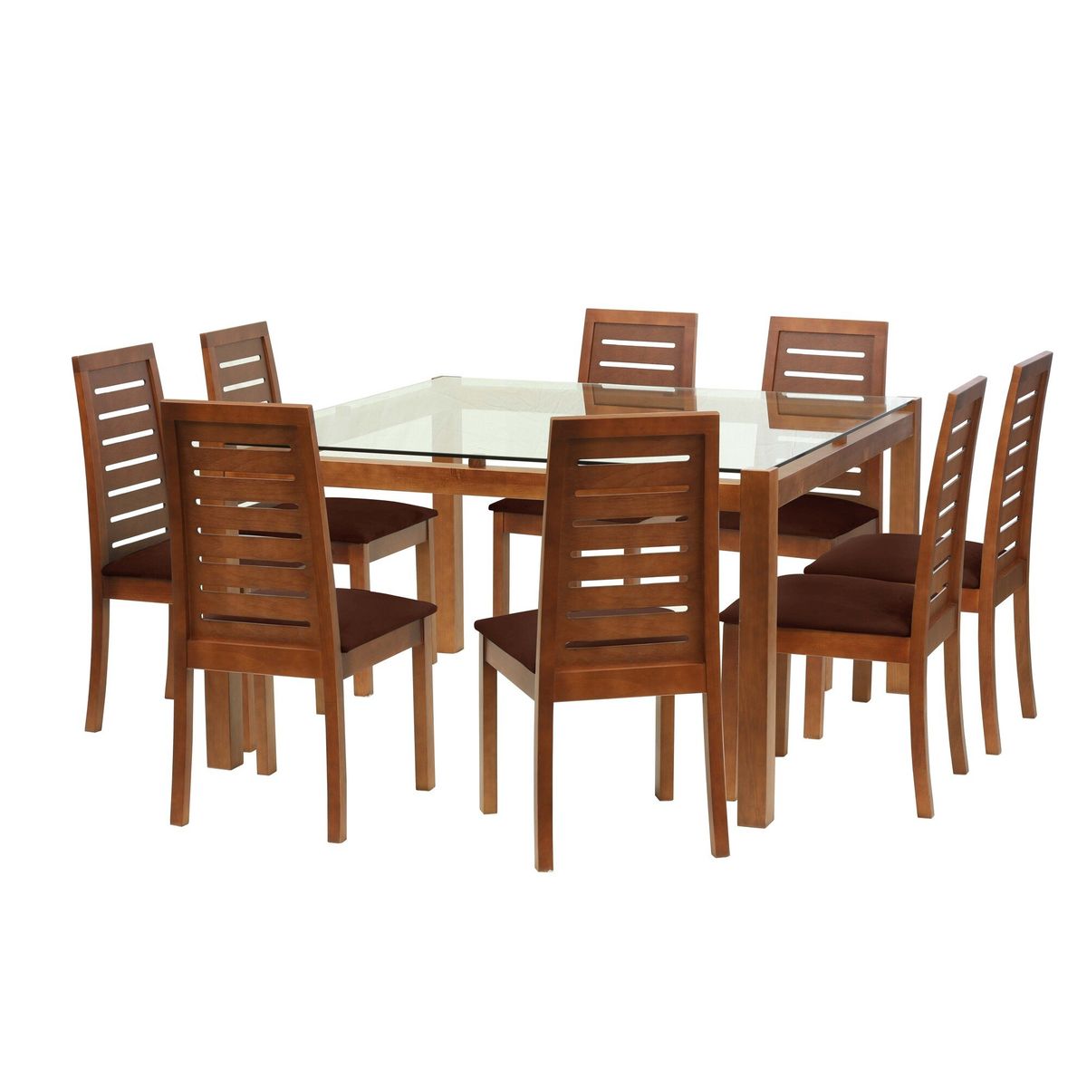 LATAM HOME - Juego De Comedor Barcelona 1400X1400 Silla Tenerife Tela Chocolate