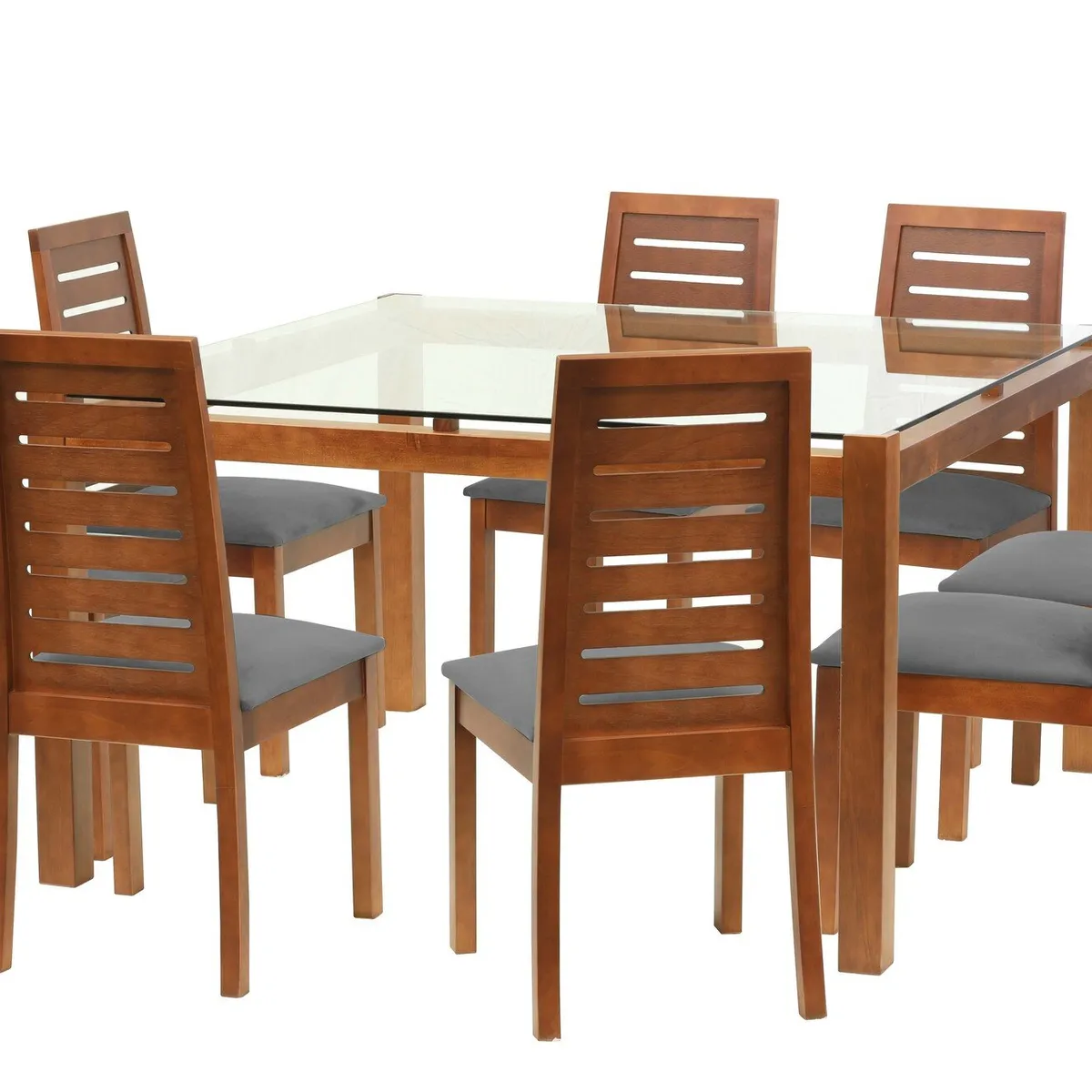LATAM HOME - Juego De Comedor Barcelona 1400X1400 Silla Tenerife Tela Gris