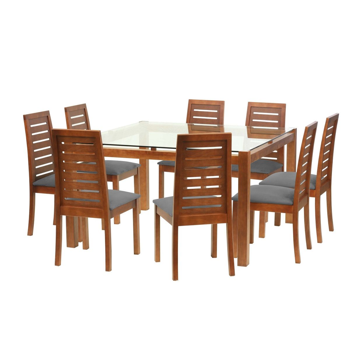 LATAM HOME - Juego De Comedor Barcelona 1400X1400 Silla Tenerife Tela Gris