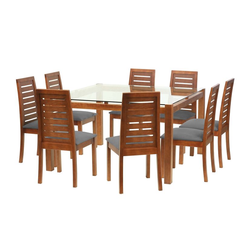 LATAM HOME - Juego De Comedor Barcelona 1400X1400 Silla Tenerife Tela Gris